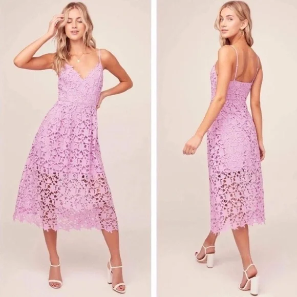 ASTR the Label Light Orchid Lace A-Line Midi Dress Size L - Picture 1 of 9
